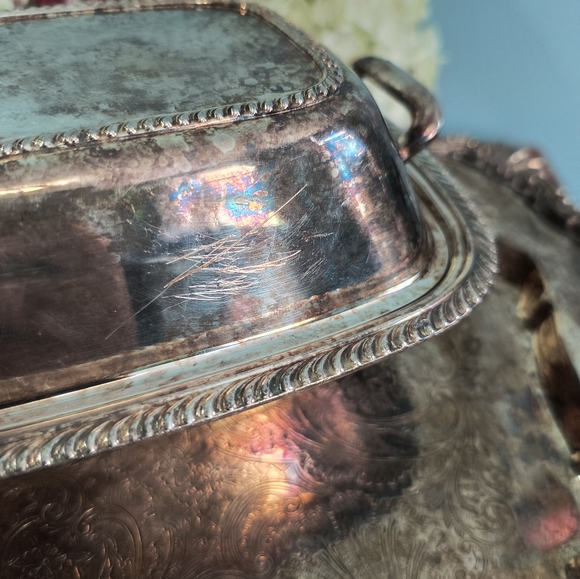 Butter dish, FIESTA ONEIDA silver, with lid and handle.  Antique, rare.  Observa - Picture 14 of 17